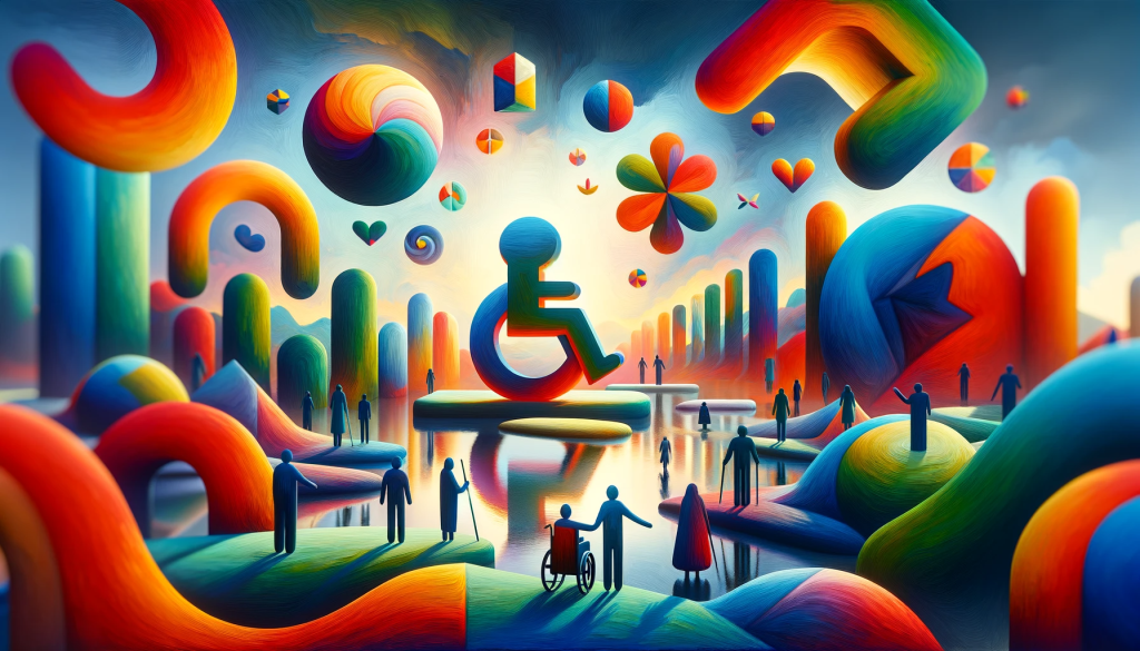 In this kaleidoscopic vision, we see a tapestry of inclusion and empowerment, where geometric figures dance in a symphony of support and respect, echoing the ethos of the NDIS